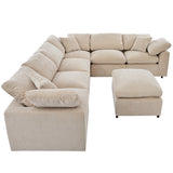 English Elm Oversized Modular Sectional Sofa With Ottoman L Shaped Corner Sectional For Living Room, Office, Spacious Space