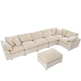 English Elm Oversized Modular Sectional Sofa With Ottoman L Shaped Corner Sectional For Living Room, Office, Spacious Space