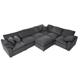 English Elm Oversized Modular Sectional Sofa With Ottoman L Shaped Corner Sectional For Living Room, Office, Spacious Space