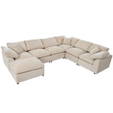 English Elm Oversized Modular Sectional Sofa With Ottoman L Shaped Corner Sectional For Living Room, Office, Spacious Space