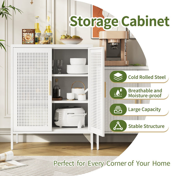 English Elm NO Metal Storage Cabinet with 2 Doors and Adjustable Shelves, Heavy Duty Steel File Cabinet, Secure Wall-Mountable White W252113563