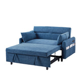 English Elm 55.1" Pull Out Sleep Sofa Bed Loveseats Sofa Couch With Adjsutable Backrest, Storage Pockets, 2 Soft Pillows, Usb Ports For Living Room, Bedroom, Apartment, Office, Blue (Old Sku Wf307821Aac)