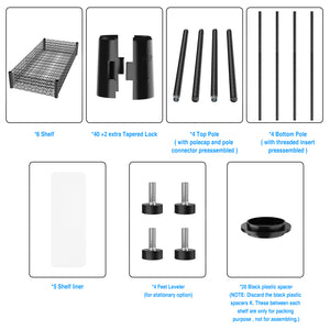 English Elm 5 Heavy-Duty Steel 5-Tier Shelving Unit for Home, Garage & Warehouse — Adjustable, Durable Storage Organizer Black W1550131995