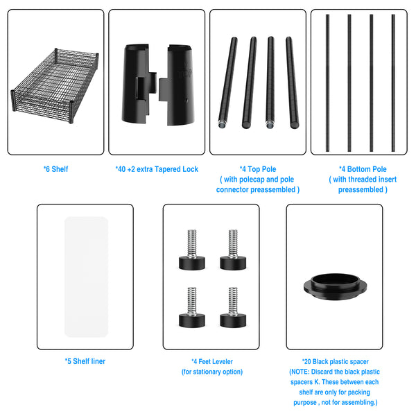 English Elm 5 Heavy-Duty Steel 5-Tier Shelving Unit for Home, Garage & Warehouse — Adjustable, Durable Storage Organizer Black W1550131995