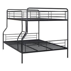 English Elm Full Full XL Over Queen Metal Bunk Bed with Chrome-Finish Iron Frame, Sturdy Space-Saving Design for Teens and Guests Black SF000025AAB