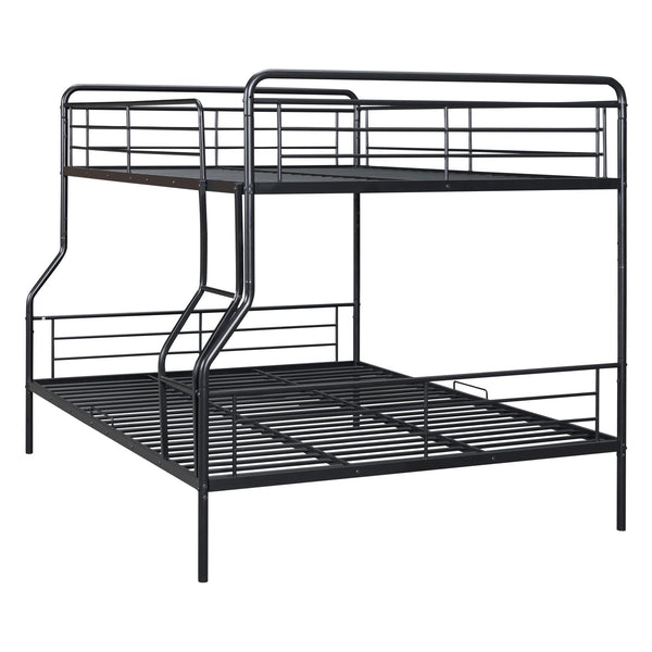 English Elm Full Full XL Over Queen Metal Bunk Bed with Chrome-Finish Iron Frame, Sturdy Space-Saving Design for Teens and Guests Black SF000025AAB