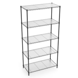 English Elm 5 Heavy-Duty Steel 5-Tier Shelving Unit for Home, Garage & Warehouse — Adjustable, Durable Storage Organizer Black W1550131995