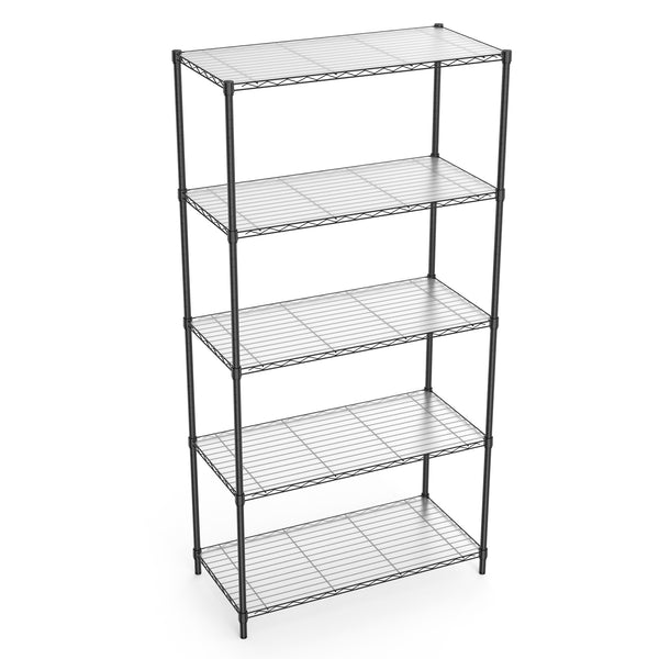 English Elm 5 Heavy-Duty Steel 5-Tier Shelving Unit for Home, Garage & Warehouse — Adjustable, Durable Storage Organizer Black W1550131995