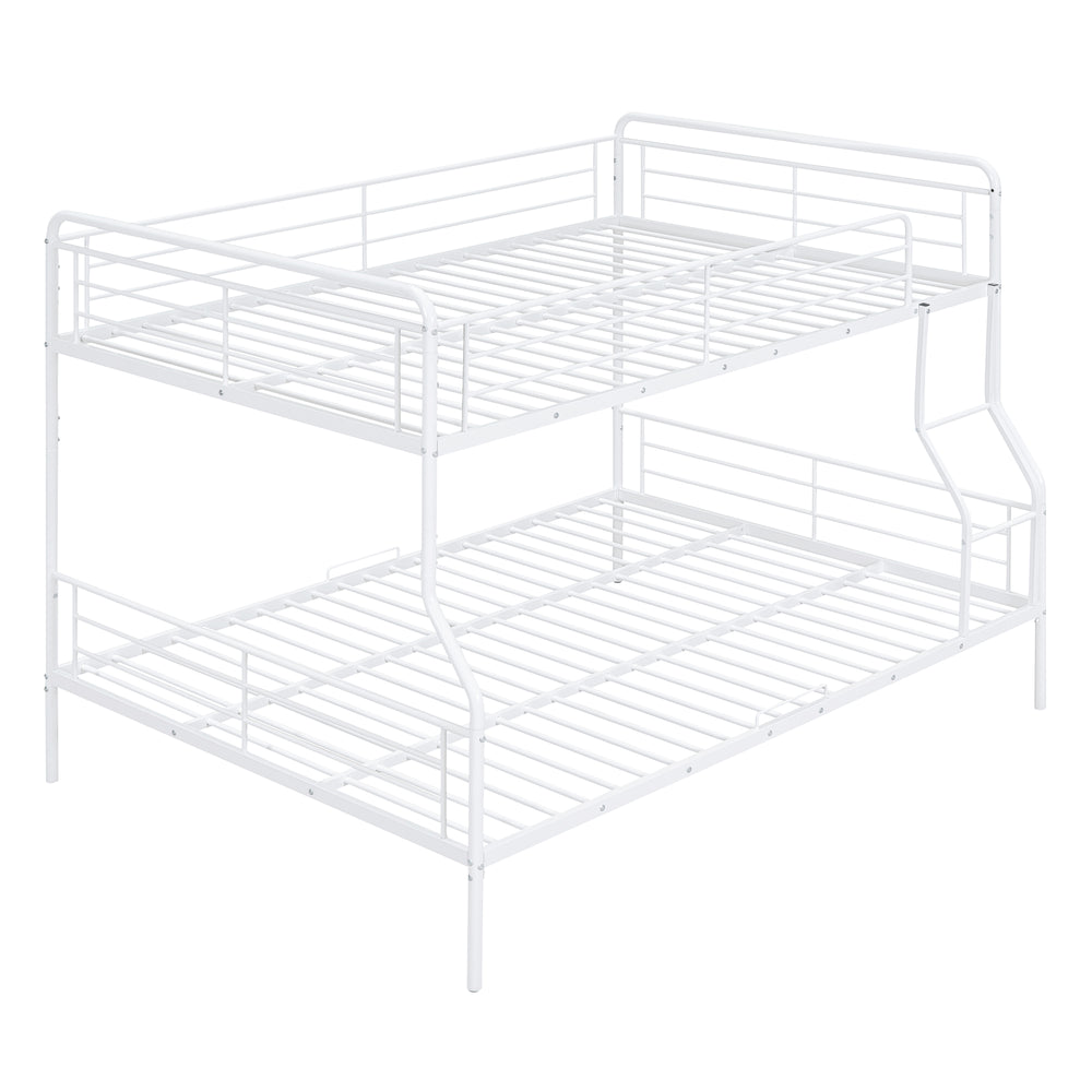 English Elm Full Full XL Over Queen Metal Bunk Bed with Chrome-Finish Iron Frame, Sturdy Space-Saving Design for Teens and Guests White SF000025AAK