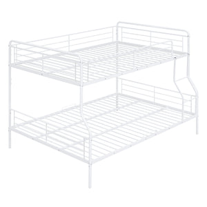 English Elm Full Full XL Over Queen Metal Bunk Bed with Chrome-Finish Iron Frame, Sturdy Space-Saving Design for Teens and Guests White SF000025AAK