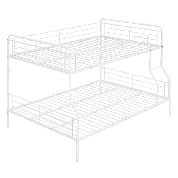 English Elm Full Full XL Over Queen Metal Bunk Bed with Chrome-Finish Iron Frame, Sturdy Space-Saving Design for Teens and Guests White SF000025AAK