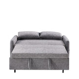 English Elm 55.1" Pull Out Sleep Sofa Bed Loveseats Sofa Couch With Adjsutable Backrest, Storage Pockets, 2 Soft Pillows, Usb Ports For Living Room, Bedroom, Apartment, Office,Grey (Old Sku Wf307821Aae)