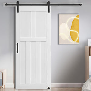 English Elm Crazy Elf Triple Primed Barn Door Slab with Sliding Hardware Kit for Modern Interiors W936S00024