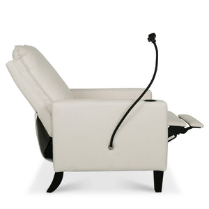 English Elm Recliner Chair with Phone Holder Cup Storage Push Back Fabric Seat for Living Room Beige W680131613