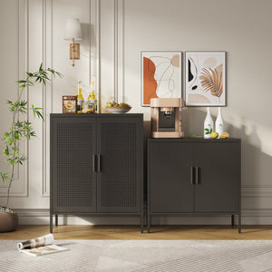 English Elm Metal Storage Cabinet with Lockable Doors and Adjustable Heavy-Duty Shelves for Garage Office School Black W252113564