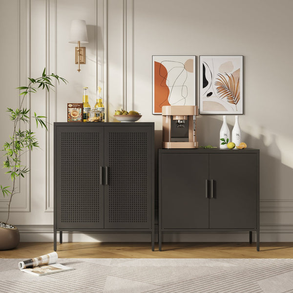 English Elm Metal Storage Cabinet with Lockable Doors and Adjustable Heavy-Duty Shelves for Garage Office School Black W252113564