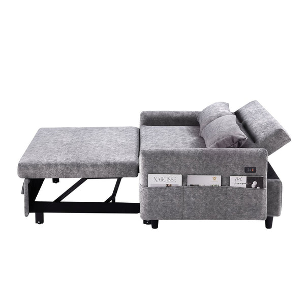 English Elm Sku Convertible Sleeper Sofa with Storage Drawer Ottoman Usb Ports Studio Ready N719P185195E