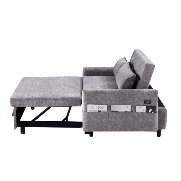 English Elm Sku Convertible Sleeper Sofa with Storage Drawer Ottoman Usb Ports Studio Ready N719P185195E