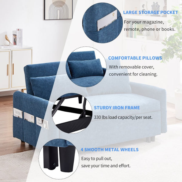 English Elm Sku Convertible Sleeper Sofa with Storage Drawer Ottoman Usb Ports Studio Ready N719P185195C