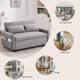 English Elm 55.1" Pull Out Sleep Sofa Bed Loveseats Sofa Couch With Adjsutable Backrest, Storage Pockets, 2 Soft Pillows, Usb Ports For Living Room, Bedroom, Apartment, Office,Grey (Old Sku Wf307821Aae)