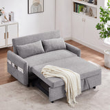 English Elm 55.1" Pull Out Sleep Sofa Bed Loveseats Sofa Couch With Adjsutable Backrest, Storage Pockets, 2 Soft Pillows, Usb Ports For Living Room, Bedroom, Apartment, Office,Grey (Old Sku Wf307821Aae)