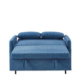 English Elm 55.1" Pull Out Sleep Sofa Bed Loveseats Sofa Couch With Adjsutable Backrest, Storage Pockets, 2 Soft Pillows, Usb Ports For Living Room, Bedroom, Apartment, Office, Blue (Old Sku: Wf315689Aac)