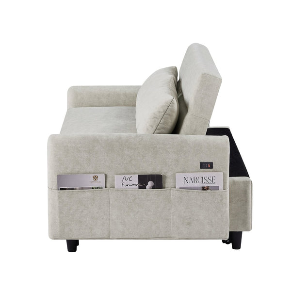 English Elm Sku Convertible Sleeper Sofa with Storage Drawer Ottoman Usb Ports Studio Ready N719P185195A