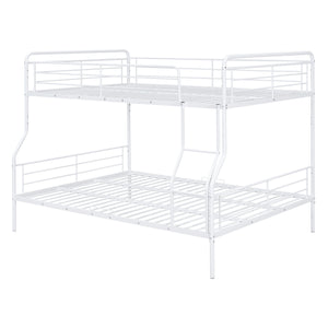 English Elm Full Full XL Over Queen Metal Bunk Bed with Chrome-Finish Iron Frame, Sturdy Space-Saving Design for Teens and Guests White SF000025AAK