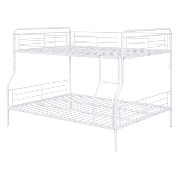 English Elm Full Full XL Over Queen Metal Bunk Bed with Chrome-Finish Iron Frame, Sturdy Space-Saving Design for Teens and Guests White SF000025AAK