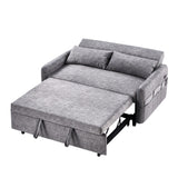 English Elm 55.1" Pull Out Sleep Sofa Bed Loveseats Sofa Couch With Adjsutable Backrest, Storage Pockets, 2 Soft Pillows, Usb Ports For Living Room, Bedroom, Apartment, Office,Grey (Old Sku Wf307821Aae)