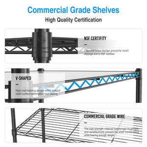 English Elm 5 Heavy-Duty Steel 5-Tier Shelving Unit for Home, Garage & Warehouse — Adjustable, Durable Storage Organizer Black W1550131995
