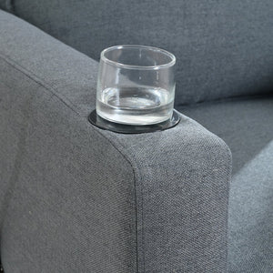 English Elm Recliner Chair with Phone Holder Cup Storage Push Back Fabric Seat for Living Room Grey W680131614