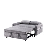 English Elm 55.1" Pull Out Sleep Sofa Bed Loveseats Sofa Couch With Adjsutable Backrest, Storage Pockets, 2 Soft Pillows, Usb Ports For Living Room, Bedroom, Apartment, Office,Grey (Old Sku Wf307821Aae)