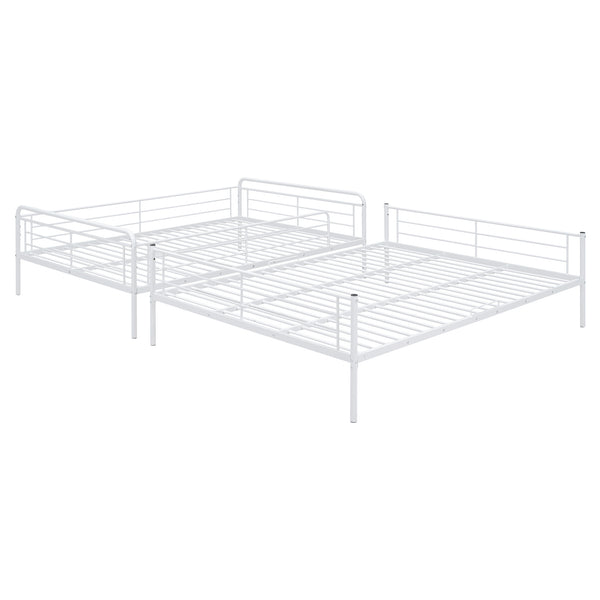 English Elm Full Full XL Over Queen Metal Bunk Bed with Chrome-Finish Iron Frame, Sturdy Space-Saving Design for Teens and Guests White SF000025AAK