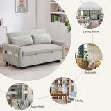 English Elm 55.1" Pull Out Sleep Sofa Bed Loveseats Sofa Couch With Adjsutable Backrest, Storage Pockets, 2 Soft Pillows, Usb Ports For Living Room, Bedroom, Apartment, Office, Beige (Old Sku Wf307821Aaa)