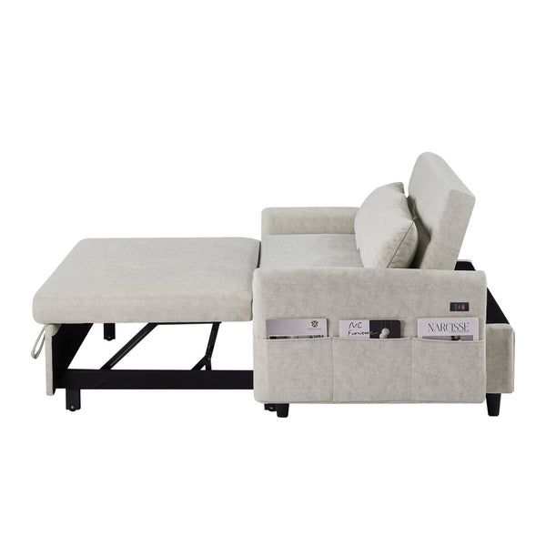 English Elm Sku Convertible Sleeper Sofa with Storage Drawer Ottoman Usb Ports Studio Ready N719P185195A