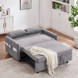 English Elm 55.1" Pull Out Sleep Sofa Bed Loveseats Sofa Couch With Adjsutable Backrest, Storage Pockets, 2 Soft Pillows, Usb Ports For Living Room, Bedroom, Apartment, Office,Grey (Old Sku:Wf315689Aae)