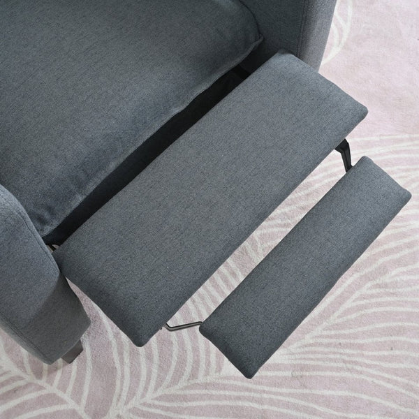 English Elm Recliner Chair with Phone Holder Cup Storage Push Back Fabric Seat for Living Room Grey W680131614