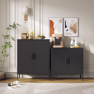 English Elm Metal Storage Cabinet with Lockable Doors and Adjustable Heavy-Duty Shelves for Garage Office School Black W252113564