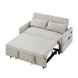 English Elm 55.1" Pull Out Sleep Sofa Bed Loveseats Sofa Couch With Adjsutable Backrest, Storage Pockets, 2 Soft Pillows, Usb Ports For Living Room, Bedroom, Apartment, Office, Beige (Old Sku Wf307821Aaa)