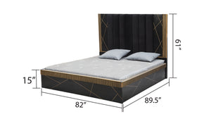 English Elm Modern 4Pc King Bedroom Set: Sustainable Mango Wood With Brass Accents, Storage & Timeless Elegance B009S01020