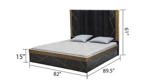 English Elm Modern King Bed In Solid Mango Wood With Elegant Brass Accents - Handcrafted Style & Durability B009S01018