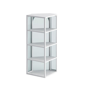 English Elm Glass Ribbed Glass Door Corner Cabinet Wall Mounted 4-Tier Storage White Modern Dust-Resistant 22"L x 41"H W757130160
