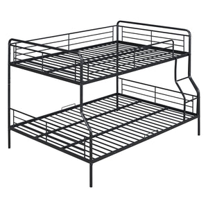 English Elm Full Full XL Over Queen Metal Bunk Bed with Chrome-Finish Iron Frame, Sturdy Space-Saving Design for Teens and Guests Black SF000025AAB