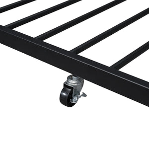 English Elm Full XL Over Queen Metal Bunk Bed with Twin Trundle, Chrome-Finish Iron Frame, Sturdy Space-Saver Black SF000026AAB