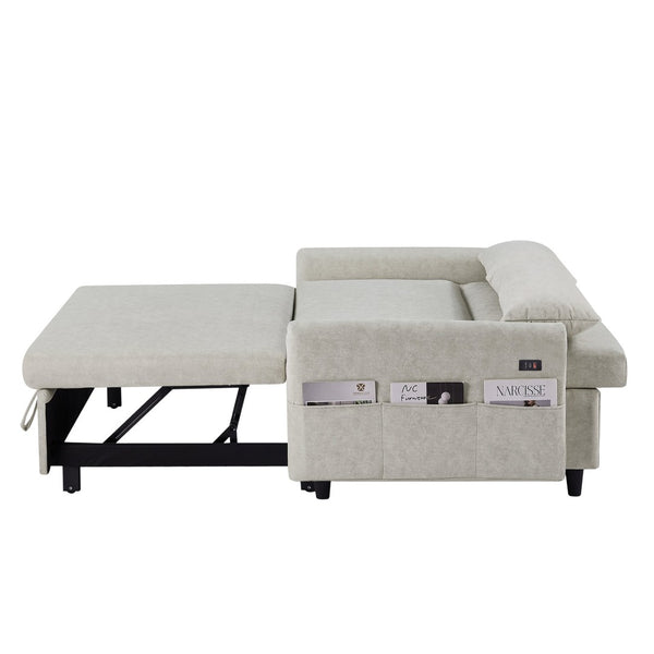 English Elm Sku Convertible Sleeper Sofa with Storage Drawer Ottoman Usb Ports Studio Ready N719P185195A