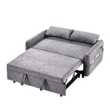 English Elm 55.1" Pull Out Sleep Sofa Bed Loveseats Sofa Couch With Adjsutable Backrest, Storage Pockets, 2 Soft Pillows, Usb Ports For Living Room, Bedroom, Apartment, Office,Grey (Old Sku Wf307821Aae)