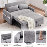 English Elm 55.1" Pull Out Sleep Sofa Bed Loveseats Sofa Couch With Adjsutable Backrest, Storage Pockets, 2 Soft Pillows, Usb Ports For Living Room, Bedroom, Apartment, Office,Grey (Old Sku Wf307821Aae)