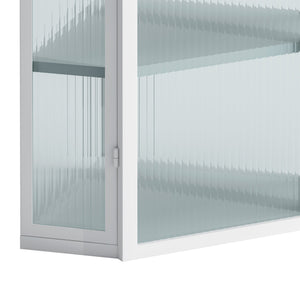 English Elm Glass Ribbed Glass Door Corner Cabinet Wall Mounted 4-Tier Storage White Modern Dust-Resistant 22"L x 41"H W757130160