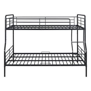 English Elm Full Full XL Over Queen Metal Bunk Bed with Chrome-Finish Iron Frame, Sturdy Space-Saving Design for Teens and Guests Black SF000025AAB